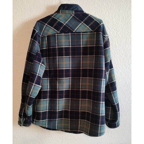 Member's Mark Men's Fleece & Sherpa Lined Shacket Blue Green Plaid Pocketed XL - Picture 4 of 16